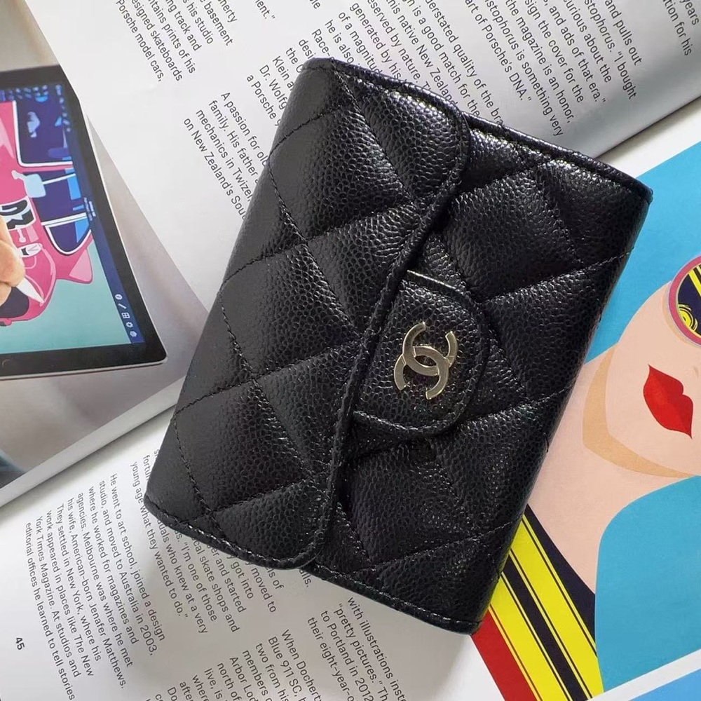 CHANEL Caviar Classic Flap Card Holder Black